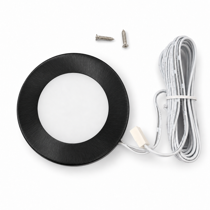 Black Super Slim Round Surface Mounted LED Under Cabinet Light detail