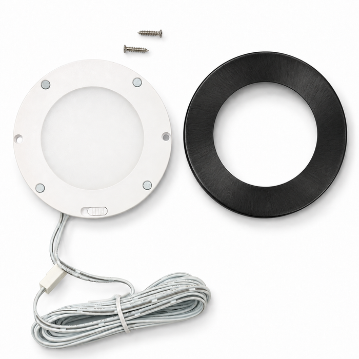 Black Super Slim Round Surface Mounted LED Under Cabinet Light detail