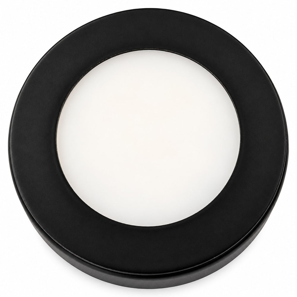 Black Aurelia round surface LED under cabinet light