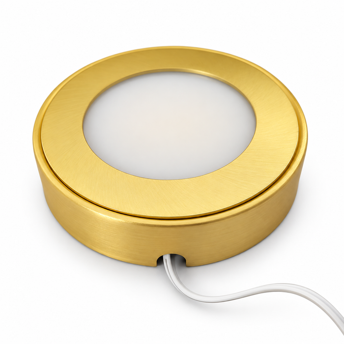 Brass Round Surface Mounted LED Under Cabinet Light detail