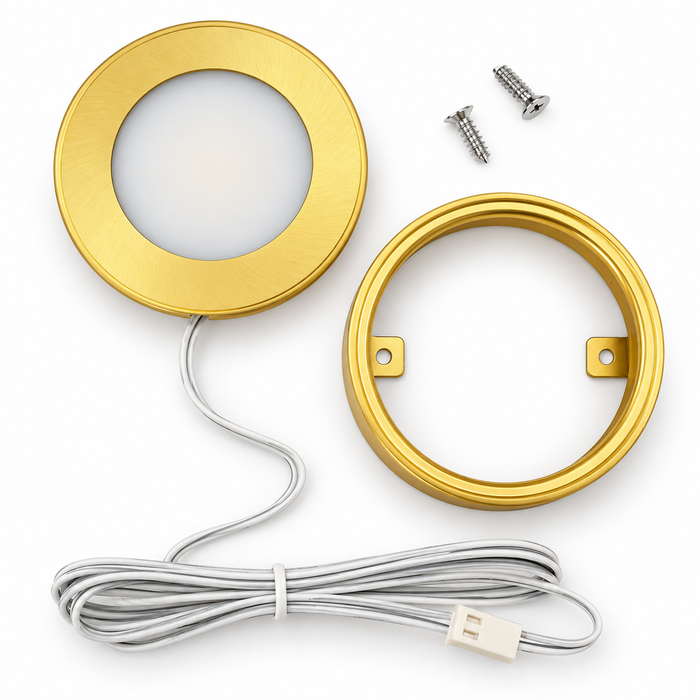 Brass Round Surface Mounted LED Under Cabinet Light detail