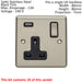 10 PACK - 1 Gang Single UK Plug Socket & 2.1A USB SATIN STEEL & Black 13A Switched - LoopsDirect