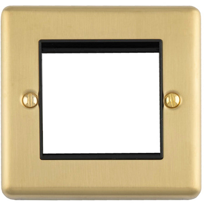 Double Gang EURO Module Modular Wall Face Plate Frame SATIN BRASS & BLACK 25x50mm