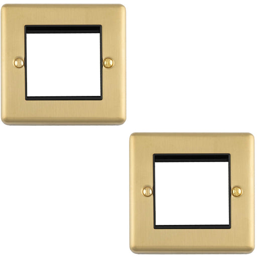 2 PACK Double Gang EURO Module Modular Wall Face Plate Frame SATIN BRASS & BLACK 25x50mm