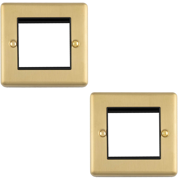 2 PACK Double Gang EURO Module Modular Wall Face Plate Frame SATIN BRASS & BLACK 25x50mm