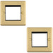 2 PACK Double Gang EURO Module Modular Wall Face Plate Frame SATIN BRASS & BLACK 25x50mm