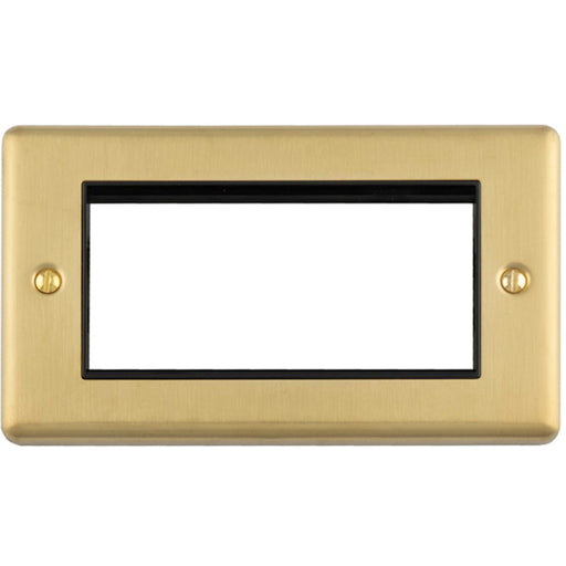 4 Gang EURO Module Modular Wall Face Plate Frame SATIN BRASS & BLACK 25x50mm