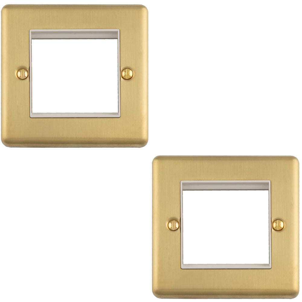 2 PACK Double Gang EURO Module Modular Wall Face Plate Frame SATIN BRA ...