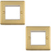 2 PACK Double Gang EURO Module Modular Wall Face Plate Frame SATIN BRASS & WHITE 25x50mm