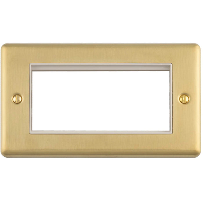 4 Gang EURO Module Modular Wall Face Plate Frame SATIN BRASS & WHITE 25x50mm