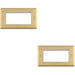2 PACK 4 Gang EURO Module Modular Wall Face Plate Frame SATIN BRASS & WHITE 25x50mm