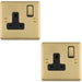 2 PACK 1 Gang Single UK Plug Socket SATIN BRASS & BLACK 13A Switched Mains Wall Power Outlet