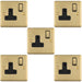 5 PACK 1 Gang Single UK Plug Socket SATIN BRASS & BLACK 13A Switched Mains Wall Power Outlet