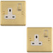 2 PACK 1 Gang Single UK Plug Socket SATIN BRASS & WHITE 13A Switched Mains Wall Power Outlet