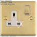 3 PACK 1 Gang Single UK Plug Socket SATIN BRASS & WHITE 13A Switched Mains Wall Power Outlet