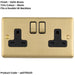 10 PACK 2 Gang Double UK Plug Socket SATIN BRASS & BLACK 13A Switched Mains Wall Power Outlet