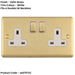 2 PACK 2 Gang Double UK Plug Socket SATIN BRASS & WHITE 13A Switched Mains Wall Power Outlet