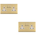 2 PACK 2 Gang Double UK Plug Socket SATIN BRASS & WHITE 13A Switched Mains Wall Power Outlet