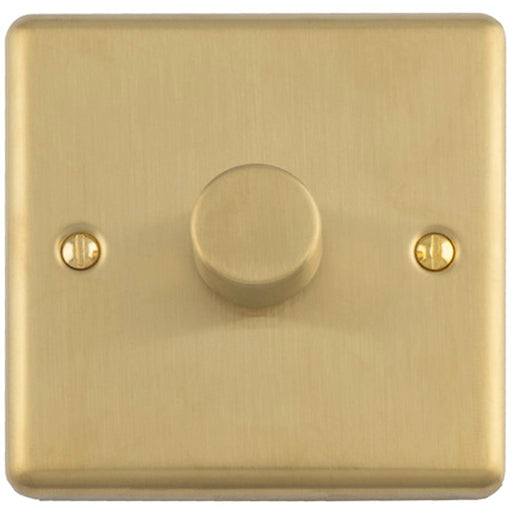 1 Gang 400W LED 2 Way Rotary Dimmer Switch SATIN BRASS Light Dimming Plate