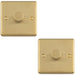 2 PACK 1 Gang 400W LED 2 Way Rotary Dimmer Switch SATIN BRASS Light Dimming Plate
