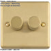 2 Gang 400W LED 2 Way Rotary Dimmer Switch SATIN BRASS Light Dimming Plate