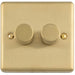 2 Gang 400W LED 2 Way Rotary Dimmer Switch SATIN BRASS Light Dimming Plate