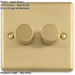 2 PACK 2 Gang 400W LED 2 Way Rotary Dimmer Switch SATIN BRASS Light Dimming Plate