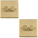2 PACK 2 Gang 400W LED 2 Way Rotary Dimmer Switch SATIN BRASS Light Dimming Plate