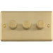 3 Gang 400W LED 2 Way Rotary Dimmer Switch SATIN BRASS Light Dimming Plate
