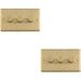 2 PACK 3 Gang 400W LED 2 Way Rotary Dimmer Switch SATIN BRASS Light Dimming Plate