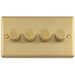 4 Gang 400W LED 2 Way Rotary Dimmer Switch SATIN BRASS Light Dimming Plate