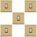 5 PACK 1 Gang Single Light Switch SATIN BRASS 2 Way 10A Black Trim & Metal Rocker