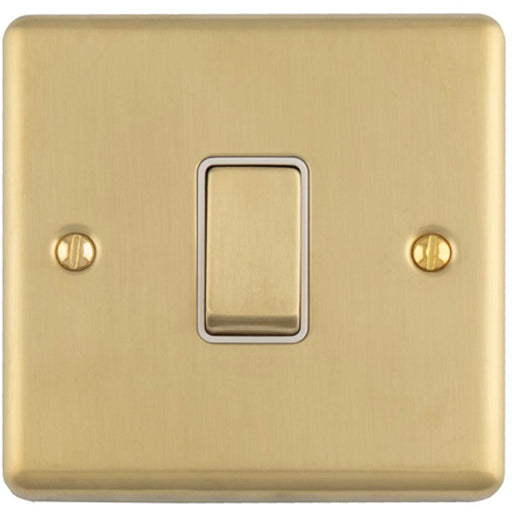 1 Gang Single Light Switch SATIN BRASS 2 Way 10A White Trim & Metal Rocker