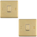 2 PACK 1 Gang Single Light Switch SATIN BRASS 2 Way 10A White Trim & Metal Rocker