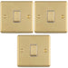 3 PACK 1 Gang Single Light Switch SATIN BRASS 2 Way 10A White Trim & Metal Rocker