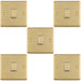 5 PACK 1 Gang Single Light Switch SATIN BRASS 2 Way 10A White Trim & Metal Rocker
