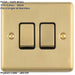 2 Gang Double Light Switch SATIN BRASS 2 Way 10A Black Trim & Metal Rocker