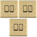 3 PACK 2 Gang Double Light Switch SATIN BRASS 2 Way 10A Black Trim & Metal Rocker