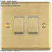 2 Gang Double Light Switch SATIN BRASS 2 Way 10A White Trim & Metal Rocker