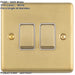 3 PACK 2 Gang Double Light Switch SATIN BRASS 2 Way 10A White Trim & Metal Rocker