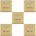 5 PACK 2 Gang Double Light Switch SATIN BRASS 2 Way 10A White Trim & Metal Rocker