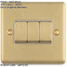 5 PACK 3 Gang Triple Light Switch SATIN BRASS 2 Way 10A White Trim & Metal Rocker
