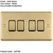 4 Gang Quad Light Switch SATIN BRASS 2 Way 10A Black Trim & Metal Rocker