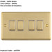 4 Gang Quad Light Switch SATIN BRASS 2 Way 10A White Trim & Metal Rocker
