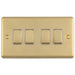 4 Gang Quad Light Switch SATIN BRASS 2 Way 10A White Trim & Metal Rocker
