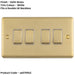 2 PACK 4 Gang Quad Light Switch SATIN BRASS 2 Way 10A White Trim & Metal Rocker