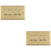 2 PACK 4 Gang Quad Light Switch SATIN BRASS 2 Way 10A White Trim & Metal Rocker