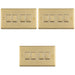 3 PACK 4 Gang Quad Light Switch SATIN BRASS 2 Way 10A White Trim & Metal Rocker