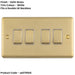 5 PACK 4 Gang Quad Light Switch SATIN BRASS 2 Way 10A White Trim & Metal Rocker