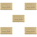 5 PACK 4 Gang Quad Light Switch SATIN BRASS 2 Way 10A White Trim & Metal Rocker